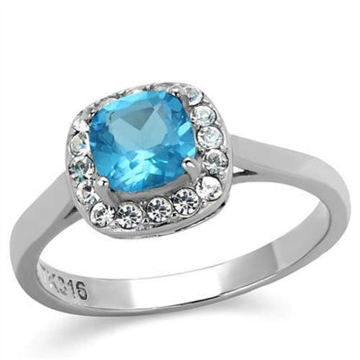 WildKlass Stainless Steel Ring High Polished (no Plating) Women Synthetic Sea Blue-WildKlass Jewelry