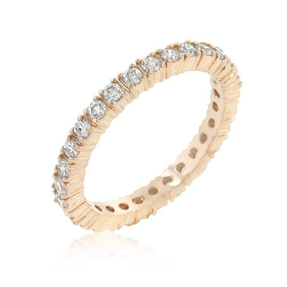 WildKlass Rose Gold Finish Cubic Zirconia Eternity Band-WildKlass Jewelry