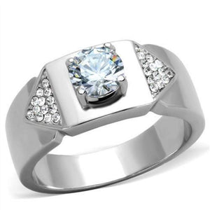 WildKlass Stainless Steel Ring High Polished (no Plating) Men AAA Grade CZ Clear-WildKlass Jewelry
