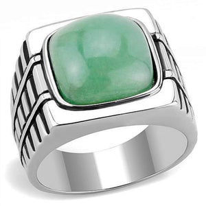 WildKlass Stainless Steel Ring High Polished Men Synthetic Emerald-WildKlass Jewelry
