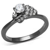 WildKlass Stainless Steel Ring IP Light Black (IP Gun) Women AAA Grade CZ Clear-WildKlass Jewelry