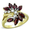 WildKlass Stainless Steel Ring Two-Tone IP Gold Women Synthetic Amethyst-WildKlass Jewelry