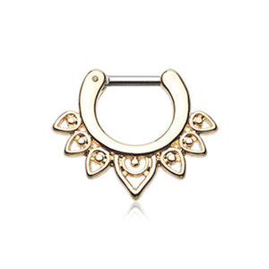 Golden Acerose Filigree WildKlass Septum Clicker-WildKlass Jewelry