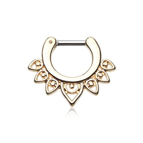 Golden Acerose Filigree WildKlass Septum Clicker-WildKlass Jewelry