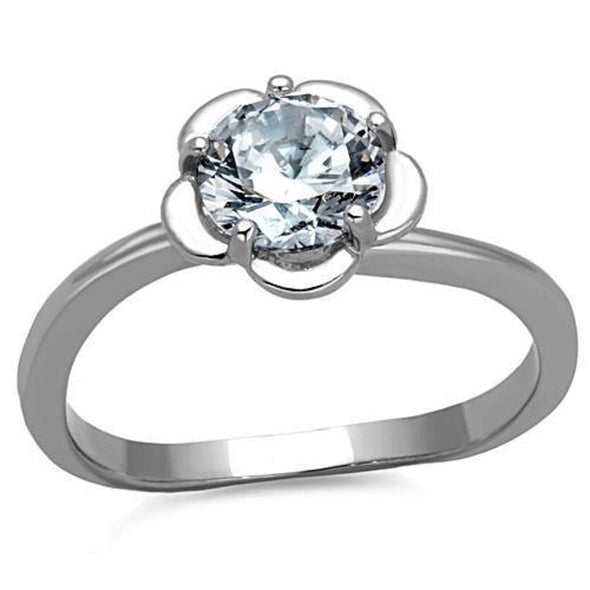 WildKlass Stainless Steel Flower Ring High Polished (no Plating) Women AAA Grade CZ Clear-WildKlass Jewelry