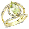 WildKlass Stainless Steel Ring IP Gold Women AAA Grade CZ Apple Green Color-WildKlass Jewelry