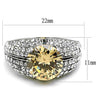 WildKlass Stainless Steel Ring High Polished Women AAA Grade CZ Champagne-WildKlass Jewelry