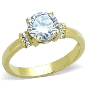 WildKlass Stainless Steel Ring IP Gold Women AAA Grade CZ Clear-WildKlass Jewelry