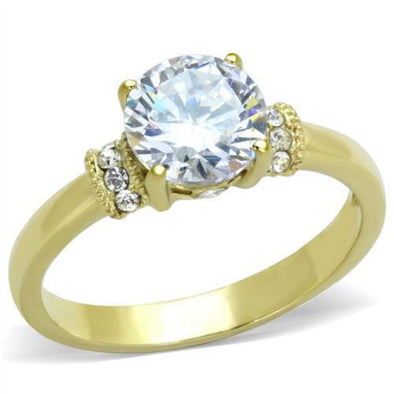 WildKlass Stainless Steel Ring IP Gold Women AAA Grade CZ Clear-WildKlass Jewelry