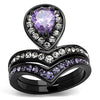 WildKlass Stainless Steel Ring IP Black Women AAA Grade CZ Amethyst-WildKlass Jewelry
