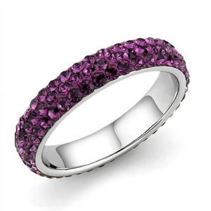 WildKlass Stainless Steel Ring High Polished Women Top Grade Crystal Amethyst-WildKlass Jewelry