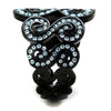 WildKlass Stainless Steel Ring IP Black Women Top Grade Crystal Sea Blue-WildKlass Jewelry