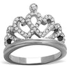 WildKlass Stainless Steel Ring High Polished (no Plating) Women Top Grade Crystal Clear-WildKlass Jewelry