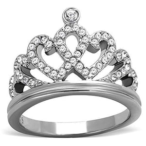 WildKlass Stainless Steel Ring High Polished (no Plating) Women Top Grade Crystal Clear-WildKlass Jewelry