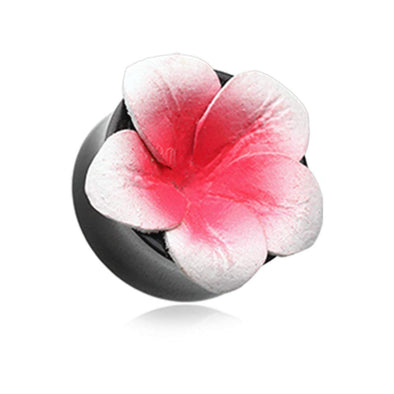 Hawaiian Plumeria Natural Ear Gauge WildKlass Plug-WildKlass Jewelry