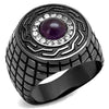 WildKlass Stainless Steel Ring IP Light Black (IP Gun) Men Semi-Precious Amethyst-WildKlass Jewelry
