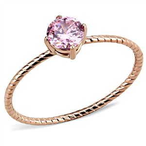 WildKlass Stainless Steel Ring IP Rose Gold Women AAA Grade CZ Rose-WildKlass Jewelry