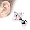 Flower Quad WildKlass CZ Tragus/Cartilage Piercing Stud Barbells 316L Surgical Steel-WildKlass Jewelry