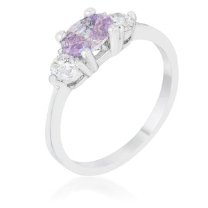 WildKlass 1.2ct Lavender CZ Rhodium Plated Classic Oval Ring-WildKlass Jewelry