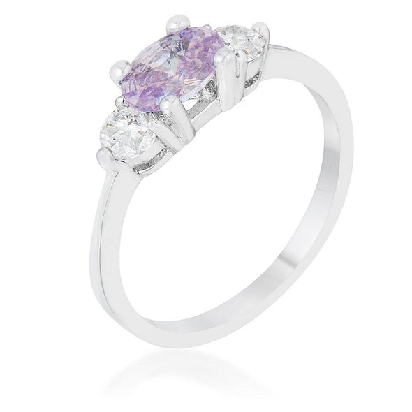 WildKlass 1.2ct Lavender CZ Rhodium Plated Classic Oval Ring-WildKlass Jewelry