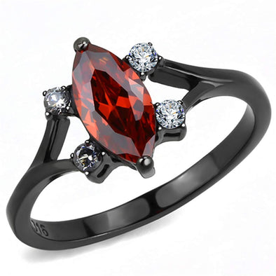 WildKlass Stainless Steel Ring IP Women AAA Grade CZ Garnet-WildKlass Jewelry
