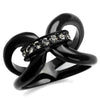 WildKlass Stainless Steel Ring IP Black Women Top Grade Crystal Black Diamond-WildKlass Jewelry
