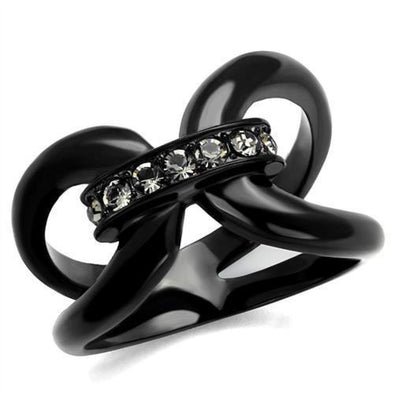 WildKlass Stainless Steel Ring IP Black Women Top Grade Crystal Black Diamond-WildKlass Jewelry