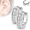 Pair of Channel Set CZ Half Circle WildKlass Hoop Earrings 316L Surgical Steel Post-WildKlass Jewelry