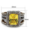 WildKlass Stainless Steel Ring Two Tone IP Light Brown (IP Light Coffee) Women AAA Grade CZ Topaz-WildKlass Jewelry