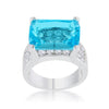 WildKlass 15.4ct Aqua CZ Rhodium Plated Cocktail Ring-WildKlass Jewelry