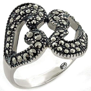 WildKlass 925 Sterling Silver Ring High-Polished Women Synthetic Jet-WildKlass Jewelry