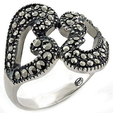WildKlass 925 Sterling Silver Ring High-Polished Women Synthetic Jet-WildKlass Jewelry