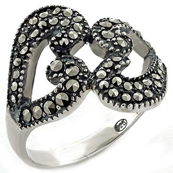 WildKlass 925 Sterling Silver Ring High-Polished Women Synthetic Jet-WildKlass Jewelry