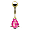 Opal Glitter Tear Drop Prong Set Gold IP Over 316L Surgical Steel WildKlass Belly Button Navel Rings-WildKlass Jewelry