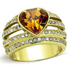 WildKlass Stainless Steel Ring IP Gold Women Top Grade Crystal Topaz-WildKlass Jewelry