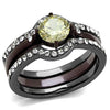 WildKlass Stainless Steel Ring IP Light Black (IP Gun) & IP Dark Brown (IP Coffee) Women AAA Grade CZ Citrine Yellow-WildKlass Jewelry