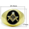 WildKlass Stainless Steel Masonic Ring IP Gold Men Top Grade Crystal Clear-WildKlass Jewelry