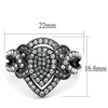 WildKlass Stainless Steel Ring IP Light Black (IP Gun) Women Top Grade Crystal Multi Color-WildKlass Jewelry
