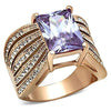 WildKlass Stainless Steel Pave Ring IP Rose Gold Women AAA Grade CZ Light Amethyst-WildKlass Jewelry