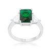WildKlass Classic Emerald Rhodium Plated Engagement Ring-WildKlass Jewelry