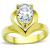 WildKlass Stainless Steel Solitaire Ring IP Gold Women AAA Grade CZ Clear-WildKlass Jewelry