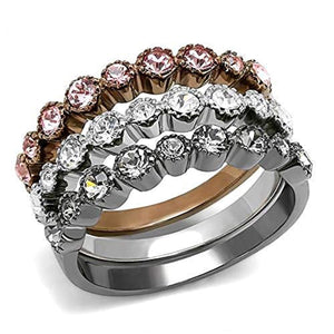 WildKlass Stainless Steel Ring IP Light Black & IP Light Coffee Women Top Grade Crystal Multi Color-WildKlass Jewelry