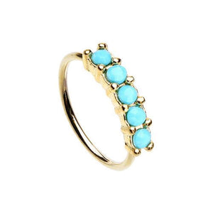 Golden Turquiose Seamless Prong Set 5 Gem Bendable WildKlass Nose Hoop-WildKlass Jewelry