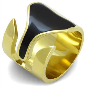 WildKlass Stainless Steel Ring IP Gold Women Epoxy Jet-WildKlass Jewelry
