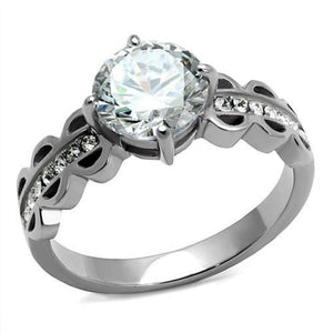 WildKlass Stainless Steel Ring High Polished Women AAA Grade CZ Clear-WildKlass Jewelry