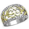 WildKlass Stainless Steel Ring Two-Tone IP Gold Women Top Grade Crystal Clear-WildKlass Jewelry