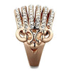WildKlass Stainless Steel Ring IP Rose Gold Women Top Grade Crystal Clear-WildKlass Jewelry