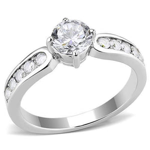WildKlass Stainless Steel Ring High Polished Women AAA Grade CZ Clear-WildKlass Jewelry