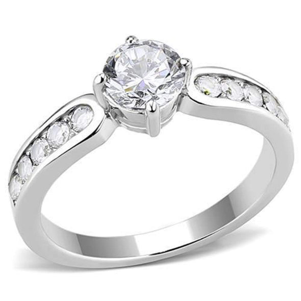 WildKlass Stainless Steel Ring High Polished Women AAA Grade CZ Clear-WildKlass Jewelry