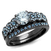 WildKlass Stainless Steel Ring IP Light Black (IP Gun) Women AAA Grade CZ Clear-WildKlass Jewelry